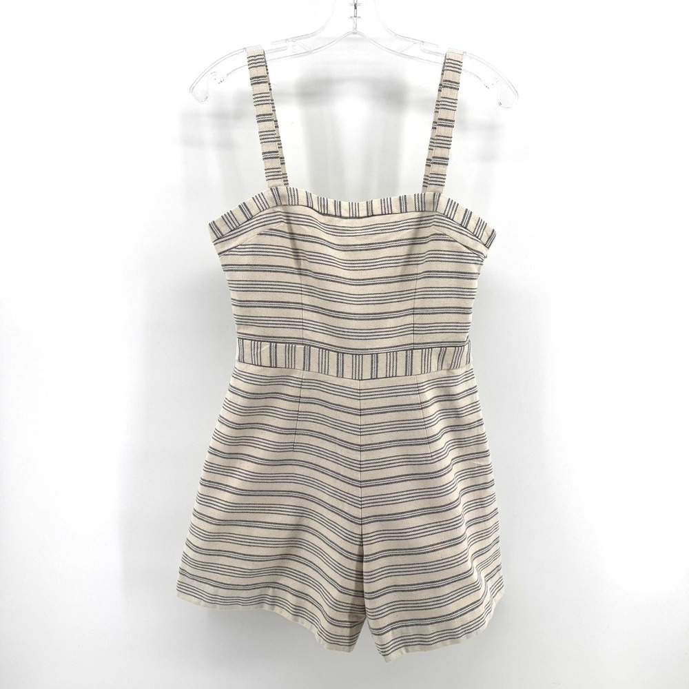 Paper Crown Romper Women Small Cream‎ Navy Striped Coastal Nautical Nantucket MV